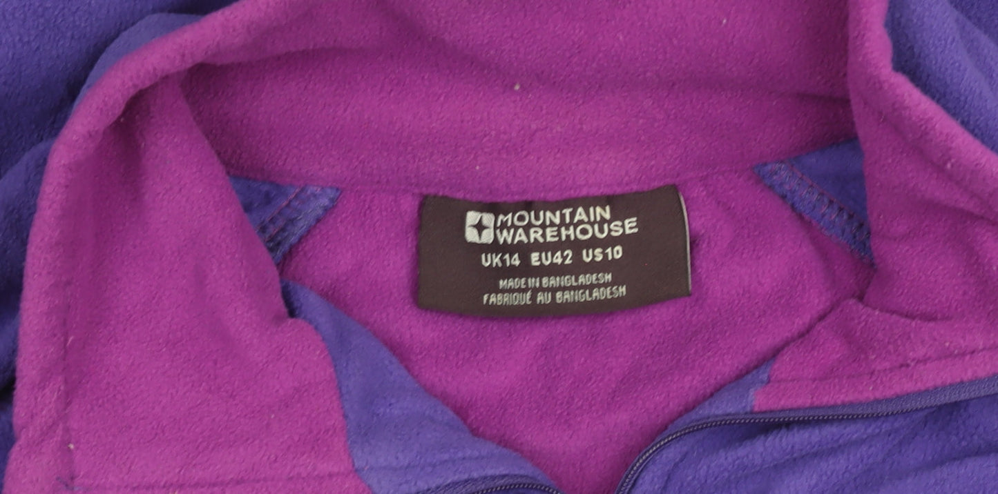 Mountain Warehouse Womens Purple Fleece 1/4 Zip Active Jacket Size 14