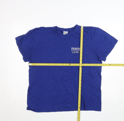 Unisex Adults UK Size L Peroni Blue Basic T-Shirt