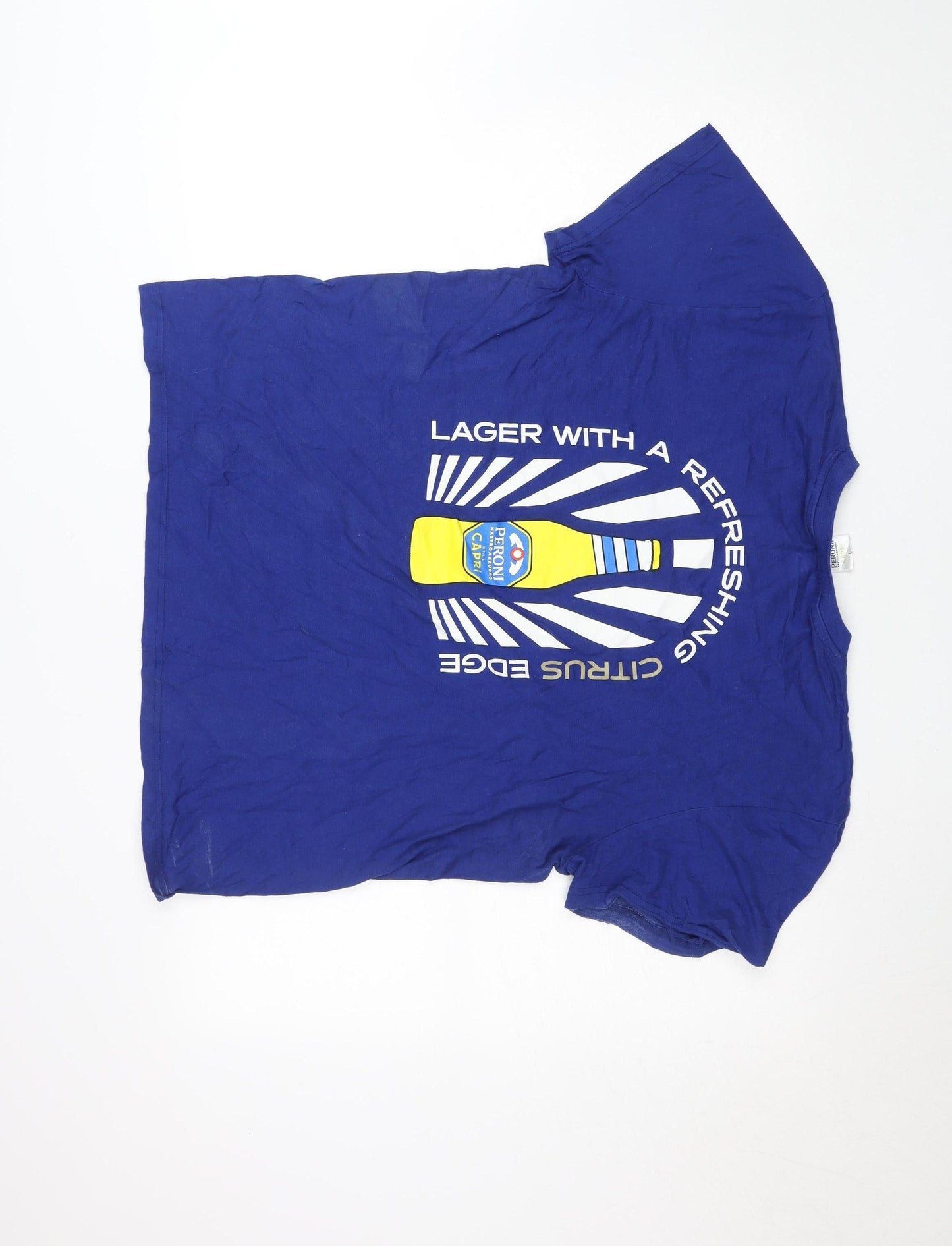 Unisex Adults UK Size L Peroni Blue Basic T-Shirt
