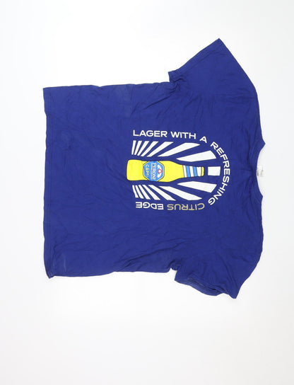 Unisex Adults UK Size L Peroni Blue Basic T-Shirt