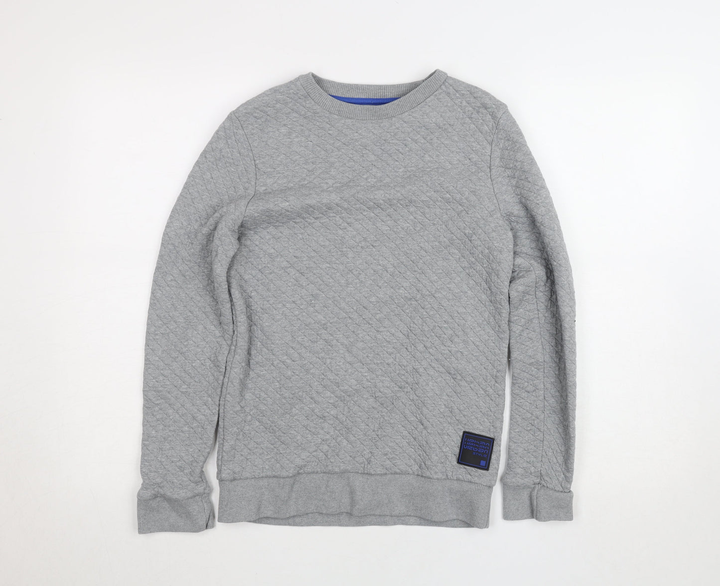 F&F Boys Grey Quilted Crew Neck Pullover Sweatshirt 11-12 Years