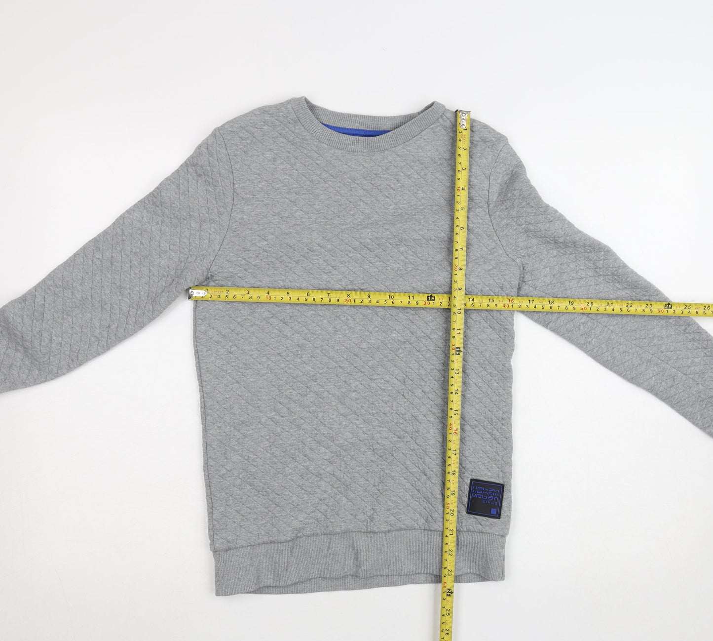 F&F Boys Grey Quilted Crew Neck Pullover Sweatshirt 11-12 Years