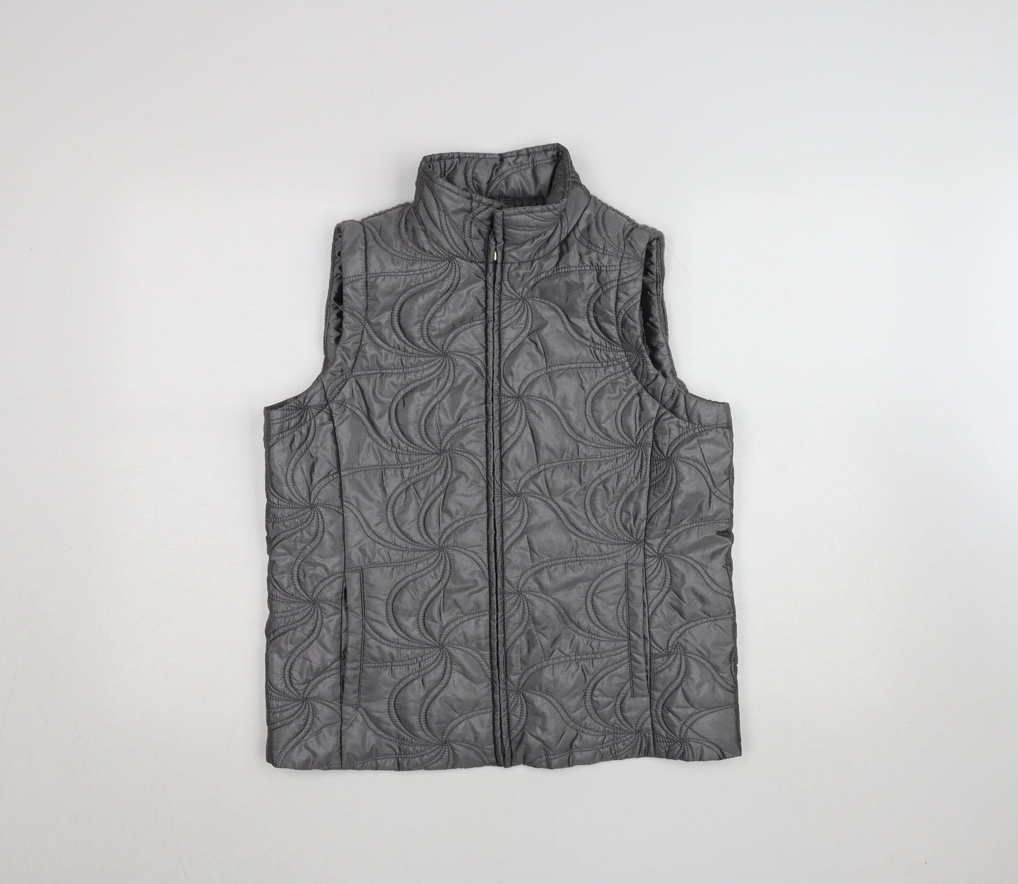 Dash Womens Grey Quilted Padded Sleeveless Waistcoat Size 12