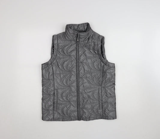 Dash Womens Grey Quilted Padded Sleeveless Waistcoat Size 12