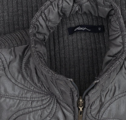 Dash Womens Grey Quilted Padded Sleeveless Waistcoat Size 12