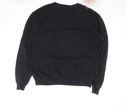 Zara Man Black Skull Graphic Sweatshirt Men’s L Pullover Crew Neck