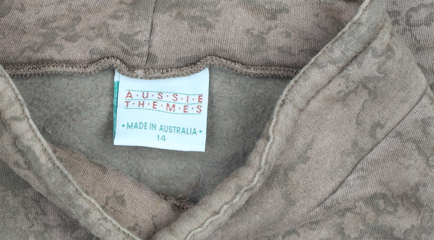 Girls UK Size 14 Years Aussie Themes Brown Pullover Hoodie
