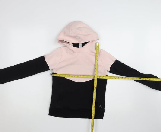 Decathlon Teens Pink & Black Pullover Hoodie 10-11 Years Colourblock