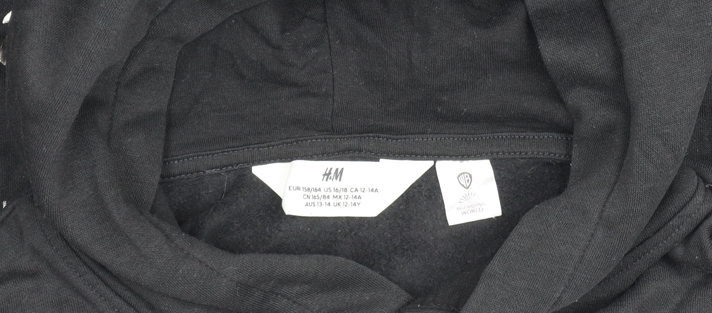 Boys UK Size 14 Years H&M Black Pullover Hoodie
