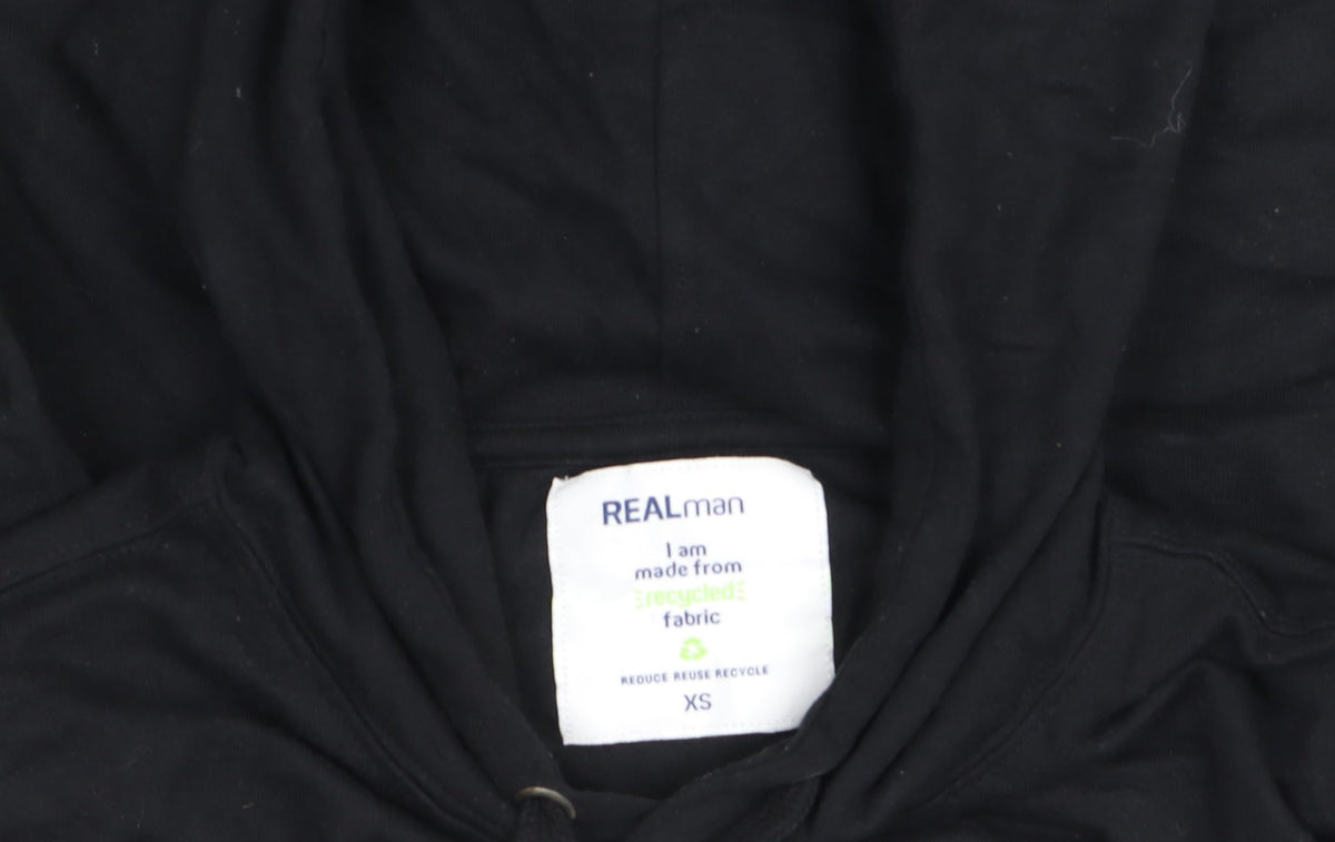 Womens UK Size XS REALman Black Pullover Hoodie