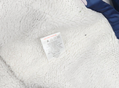 Cotton Traders Women’s Blue Hooded Floral Rain Coat Size 12 Lined Waterproof