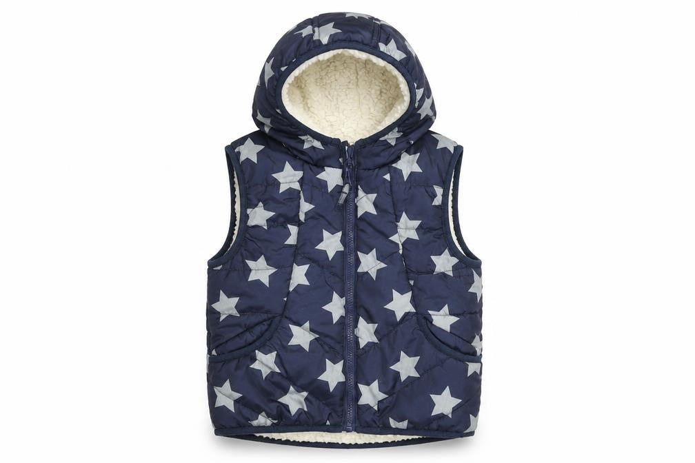 Marks and Spencer Girls Blue Star Hooded Puffer Gilet 4-5 Years