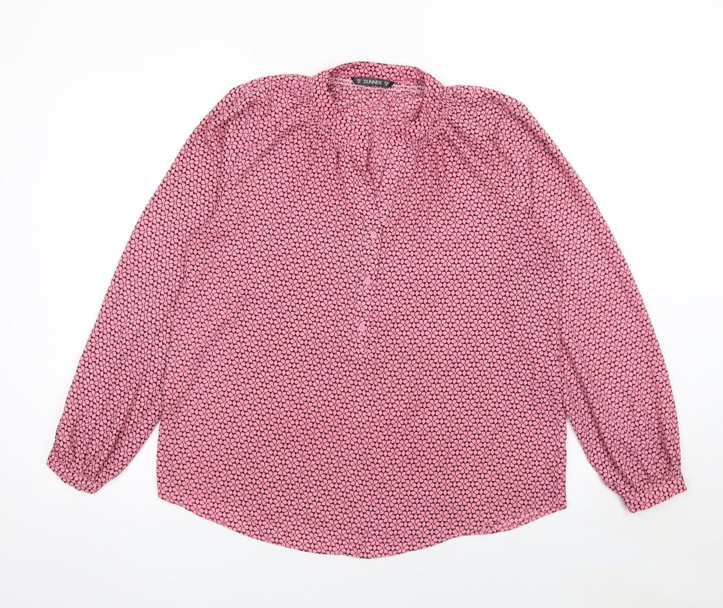 Dunnes Womens Pink Floral Long Sleeve Tunic Blouse Size M