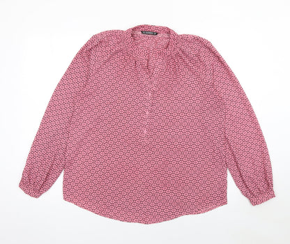 Dunnes Womens Pink Floral Long Sleeve Tunic Blouse Size M
