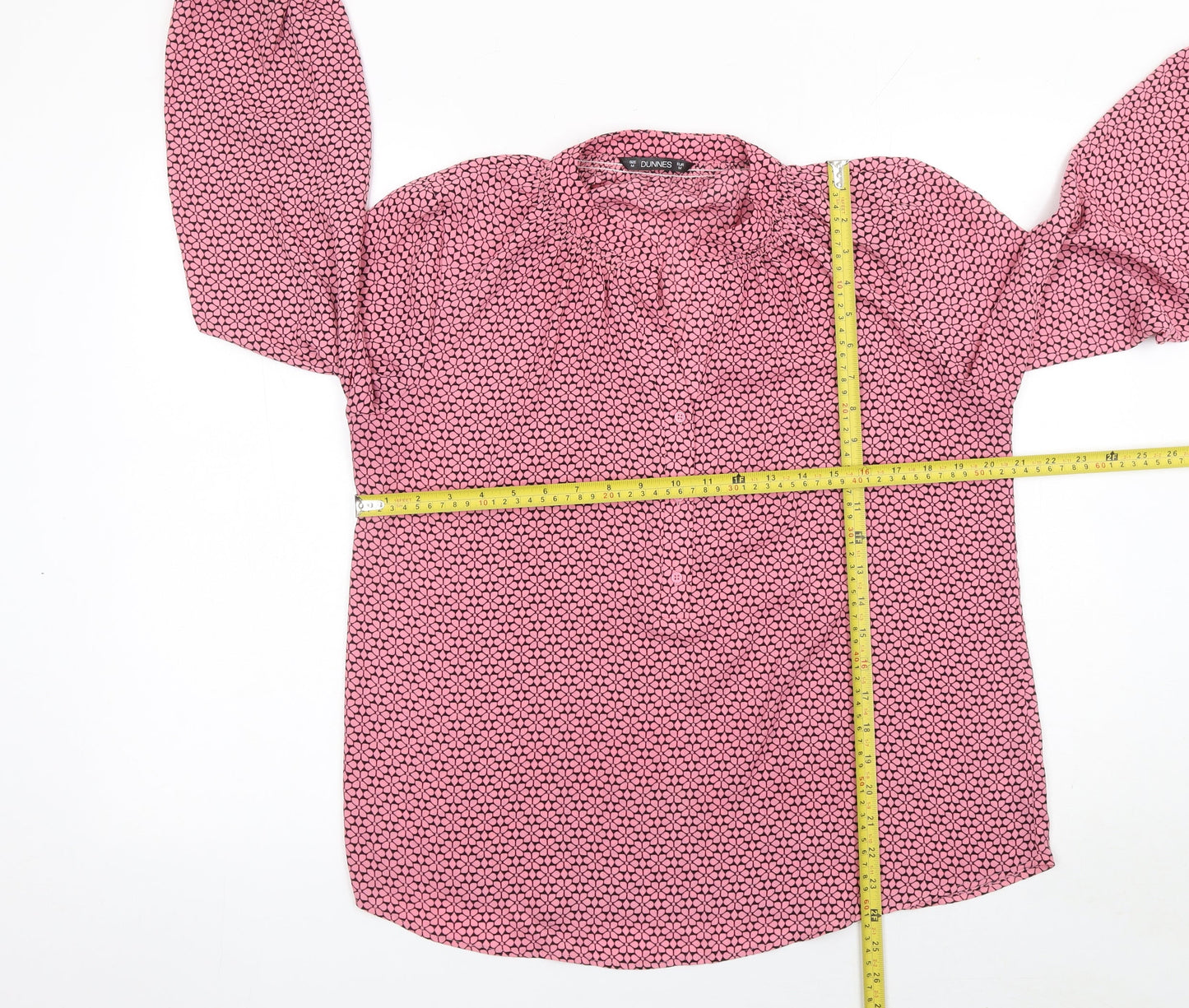 Dunnes Womens Pink Floral Long Sleeve Tunic Blouse Size M