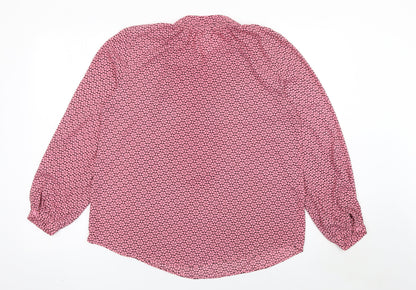 Dunnes Womens Pink Floral Long Sleeve Tunic Blouse Size M