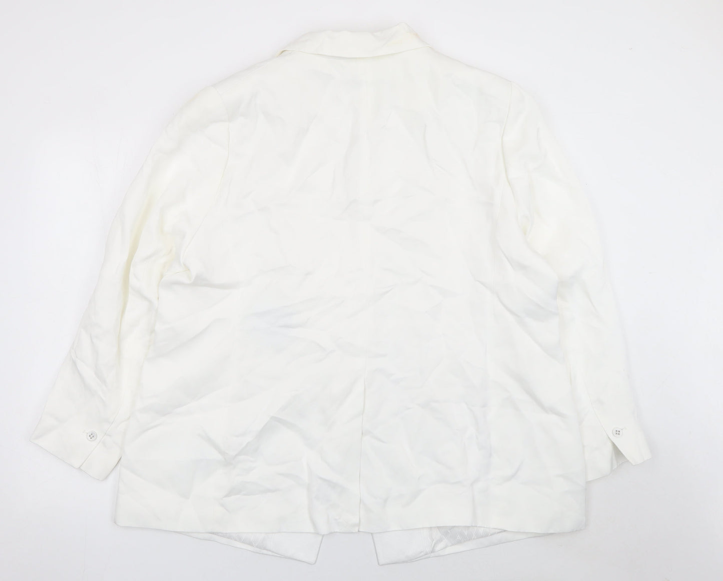 Marks and Spencer Women White Linen Blend Blazer Size 22 Single Breasted