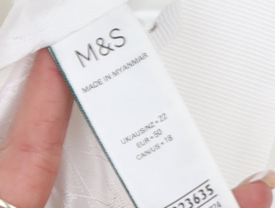 Marks and Spencer Women White Linen Blend Blazer Size 22 Single Breasted