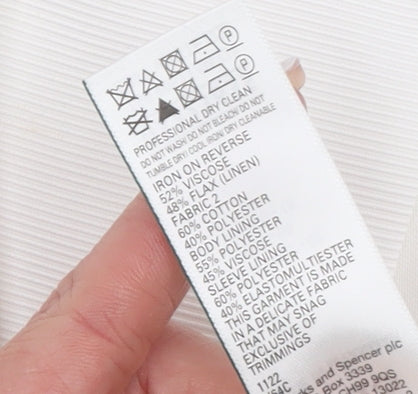 Marks and Spencer Women White Linen Blend Blazer Size 22 Single Breasted