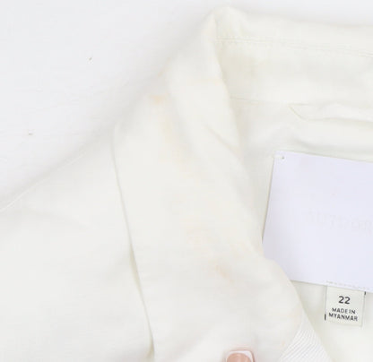 Marks and Spencer Women White Linen Blend Blazer Size 22 Single Breasted