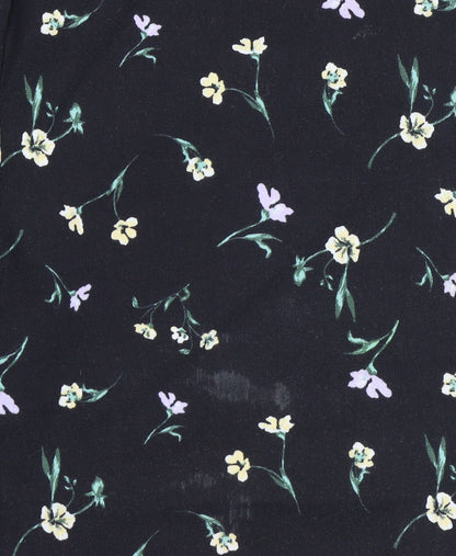 Primark Womens Black Floral Slim Fit Stretch Trousers Size 12