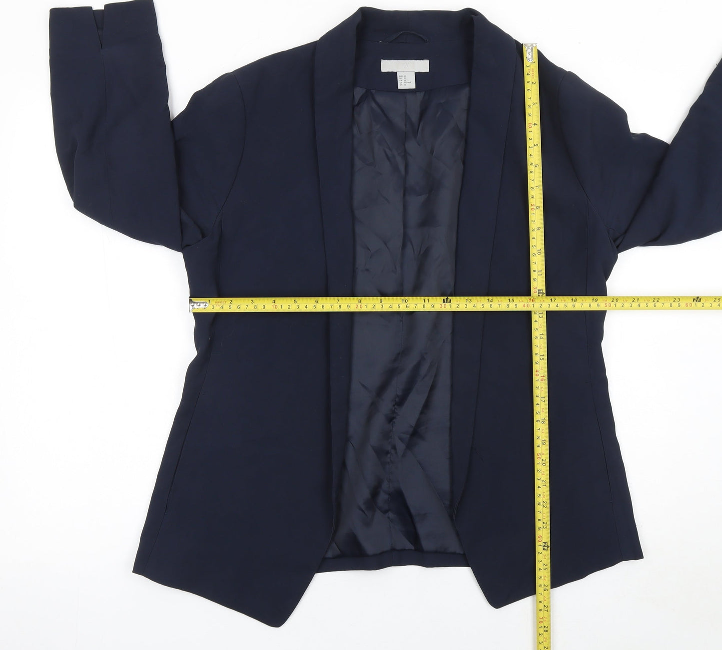 H&M Women Navy Blue Regular Fit Single-Breasted Blazer UK 14