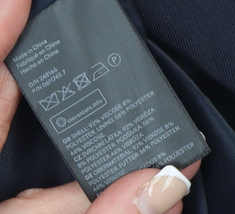 H&M Women Navy Blue Regular Fit Single-Breasted Blazer UK 14