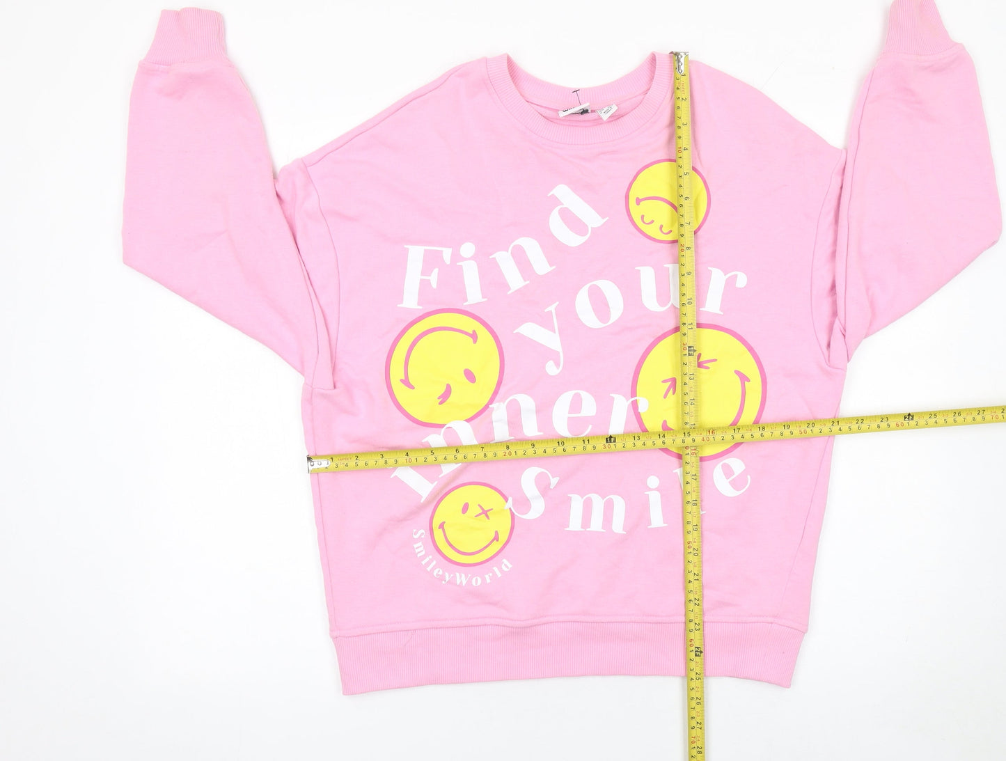 Womens UK Size 2XS SmileyWorld Pink Pullover Sweatshirt