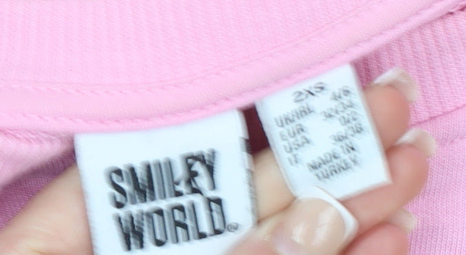 Womens UK Size 2XS SmileyWorld Pink Pullover Sweatshirt