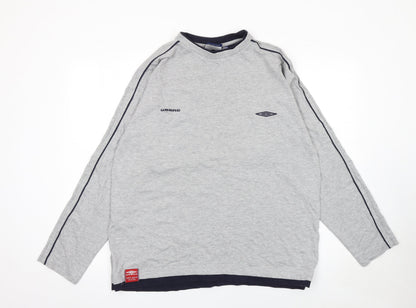 Umbro Men's Grey Long Sleeve Sports T-Shirt L Regular Fit