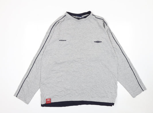 Umbro Men's Grey Long Sleeve Sports T-Shirt L Regular Fit