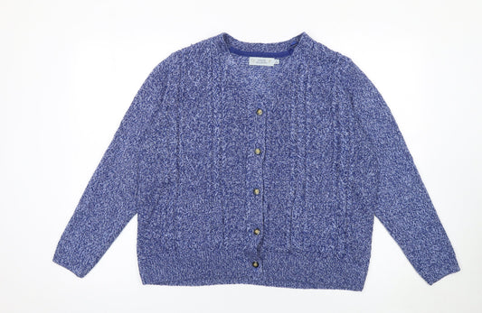 Honor Millburn Women's Blue Cable-Knit Cardigan Size 14-16