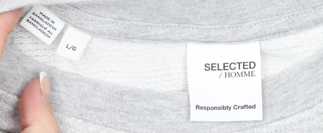 Mens UK Size L Selected Homme Grey Pullover Sweatshirt