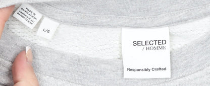 Mens UK Size L Selected Homme Grey Pullover Sweatshirt