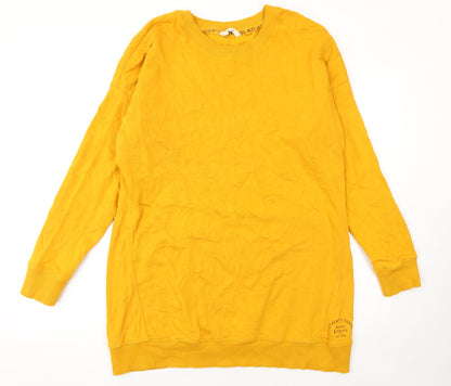 Next Women Yellow Cotton Long Sleeve T-Shirt Dress L