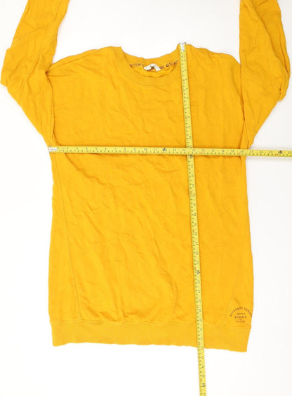 Next Women Yellow Cotton Long Sleeve T-Shirt Dress L