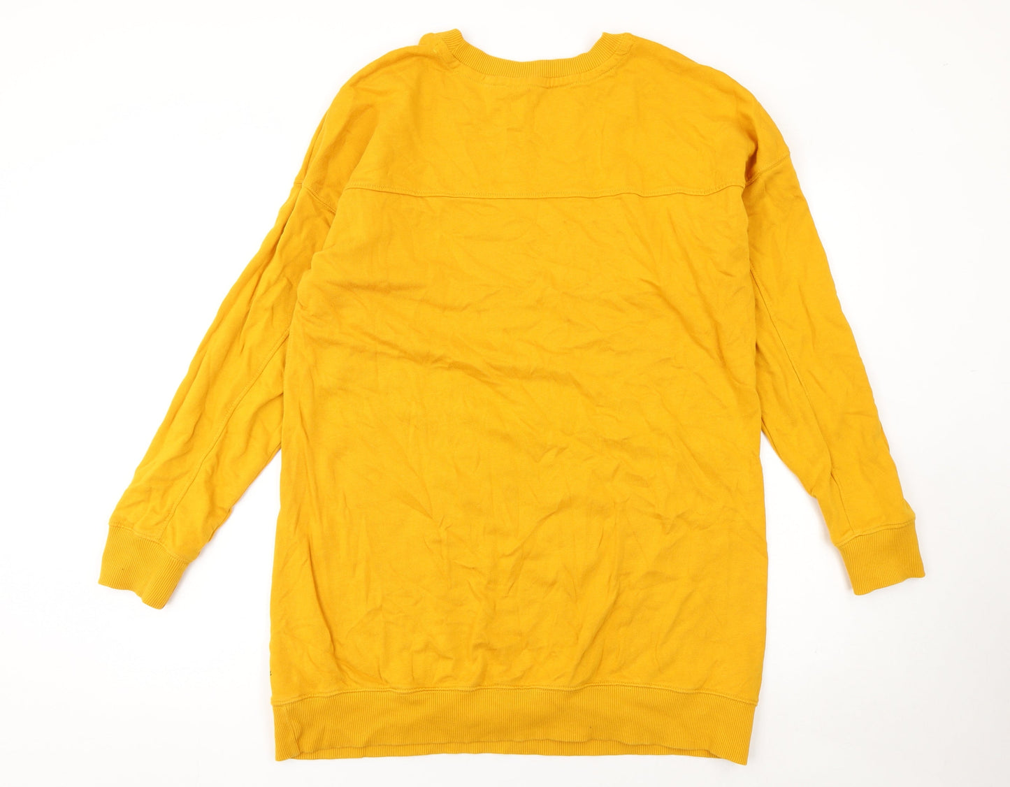 Next Women Yellow Cotton Long Sleeve T-Shirt Dress L