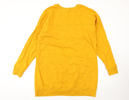 Next Women Yellow Cotton Long Sleeve T-Shirt Dress L
