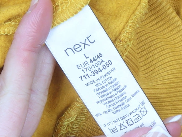 Next Women Yellow Cotton Long Sleeve T-Shirt Dress L