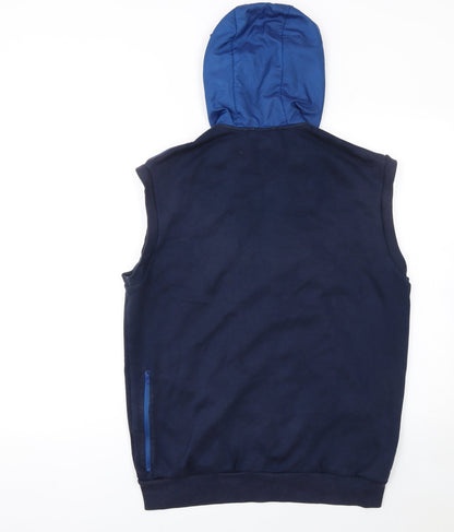 Adidas Men's Blue Sleeveless Full Zip Hoodie Vest Size M