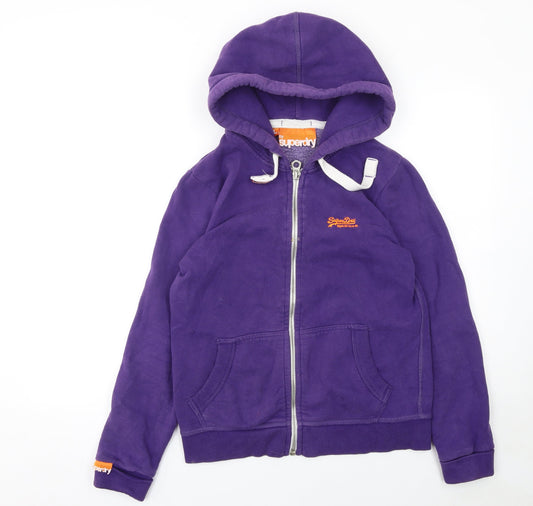 Superdry Women's Purple Full Zip Hoodie Size L Cotton Blend