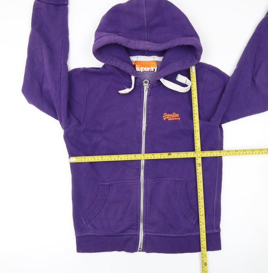 Superdry Women's Purple Full Zip Hoodie Size L Cotton Blend