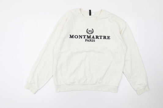 Womens UK Size S H&M White Pullover Sweatshirt