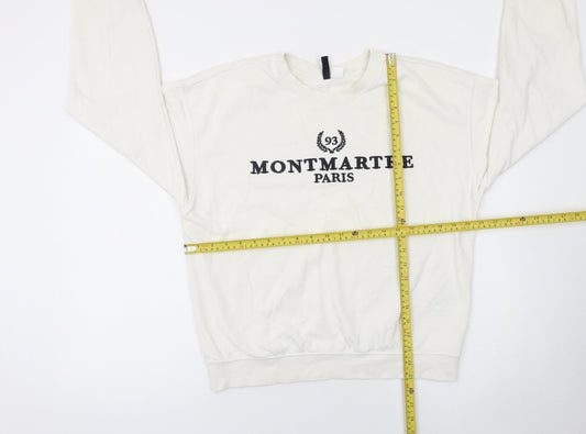 Womens UK Size S H&M White Pullover Sweatshirt