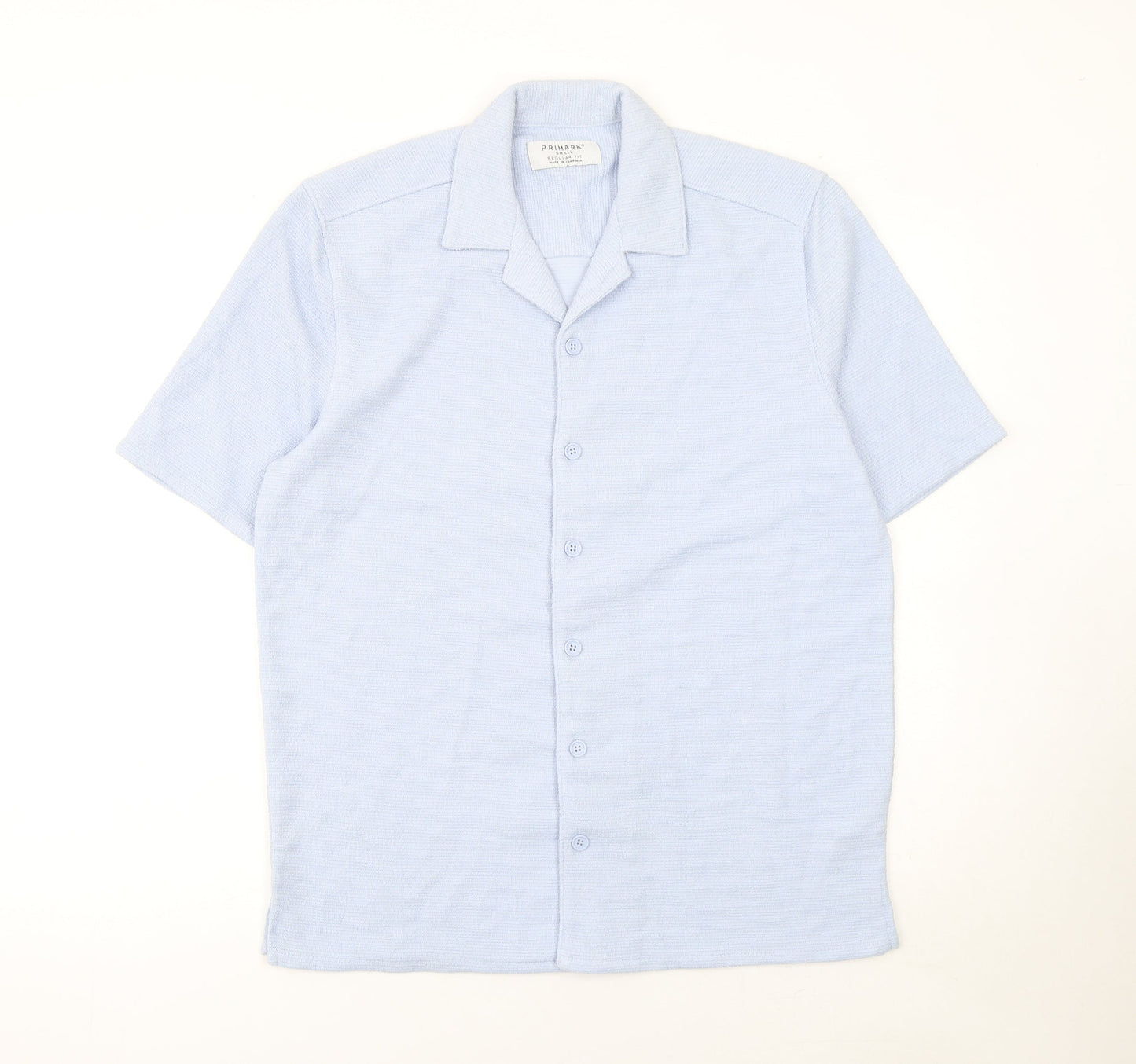 Primark Men’s Blue Short Sleeve Button-Up Knit Shirt Size S