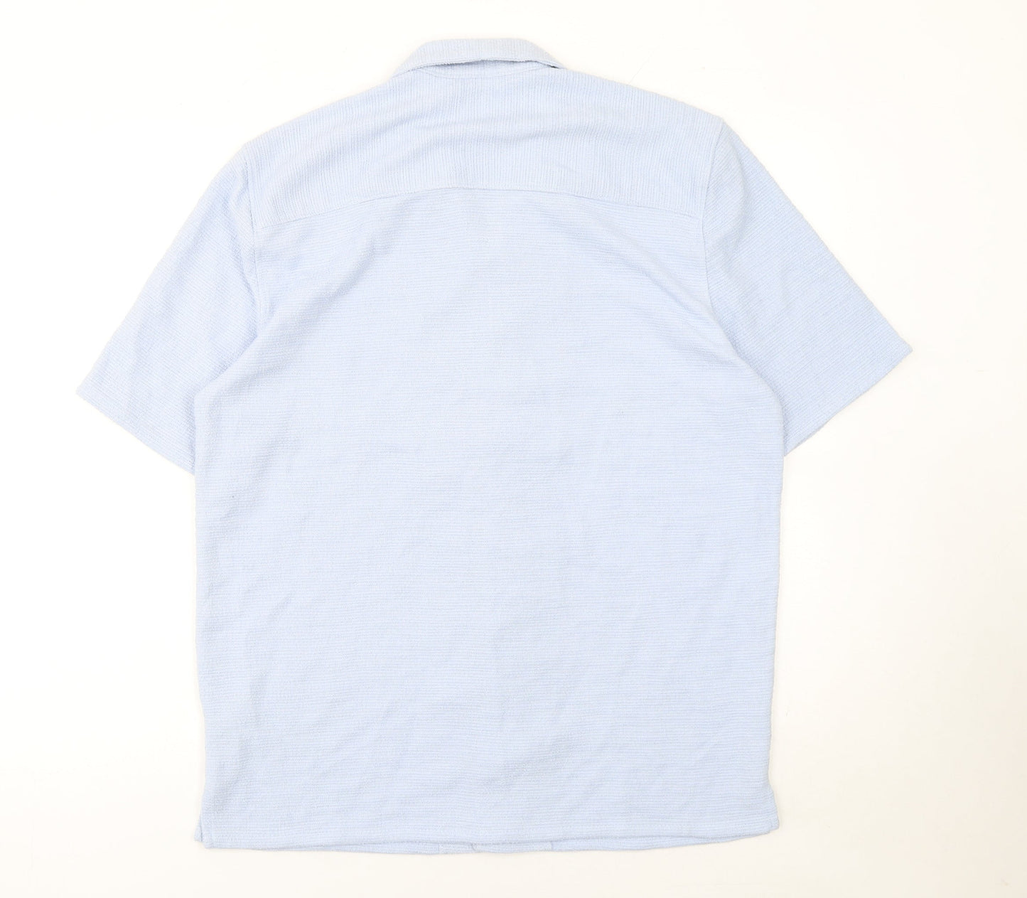 Primark Men’s Blue Short Sleeve Button-Up Knit Shirt Size S