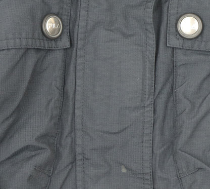 FILA Womens Black Size 12 Puffer Jacket Winter Hooded Coat