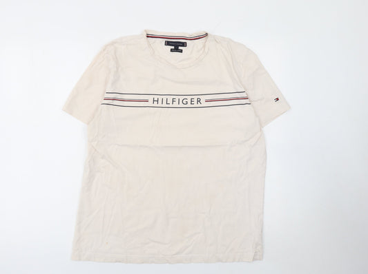 Tommy Hilfiger Men's Beige XL Organic Cotton Logo T-Shirt