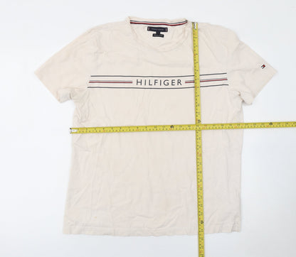 Tommy Hilfiger Men's Beige XL Organic Cotton Logo T-Shirt
