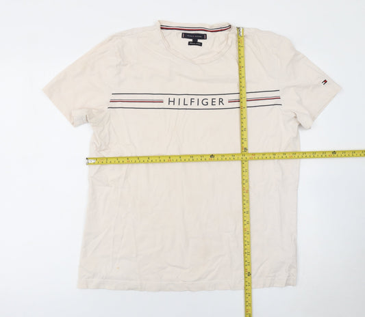 Tommy Hilfiger Men's Beige XL Organic Cotton Logo T-Shirt